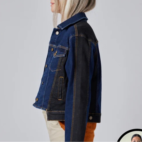 Ruti Winning Combo Denim Jacket Size 0 Black and Blue Street Style - Picture 6 of 15